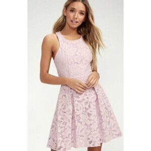 LULU'S light purple lavender daisy date lavender lace skater dress S